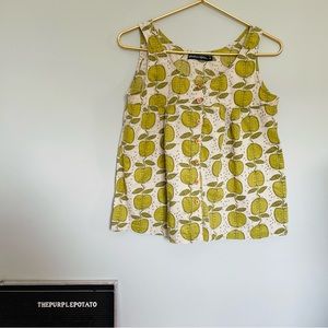 Gudrun Sjoden Green Apple Organic Cotton Button Down Tank Top Size M